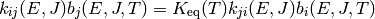 k_{ij}(E, J) b_j(E, J, T) = K_\mathrm{eq}(T) k_{ji}(E, J) b_i(E, J, T)